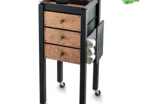 Artecno, Ulgen Wooden Barber Trolley with Aluminium Top Tray & Tools Holder