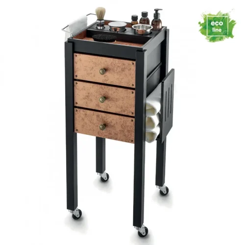 Artecno, Ulgen Wooden Barber Trolley with Aluminium Top Tray & Tools Holder