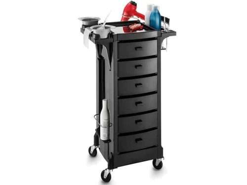Easy move excel 6 drawers side pockets and colour bowls and brush holders black trolley