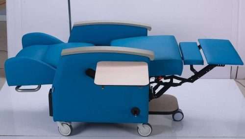 recliner recovery hospital armchair on wheels in flat position