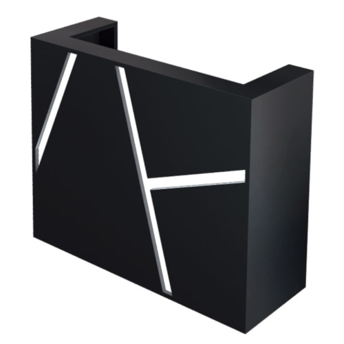 Ceriotti, Stone Compaq Reception Desk with Back Lit Front Panel, Storage Shelf & Lockable Drawer