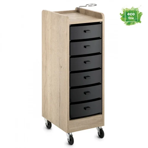 Artecno, Quinn Wooden, 6 Drawers Salon and Beautician Trolley with Hair-Free Wheels