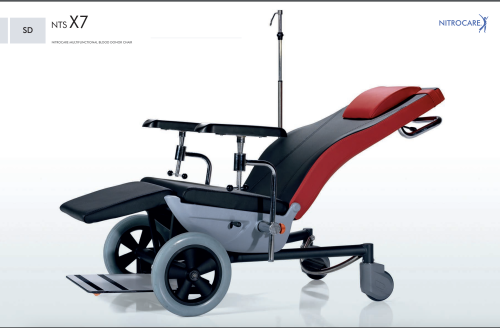 Nitrocare, Patient Transport Chair with Adjustable Height, NTS X7