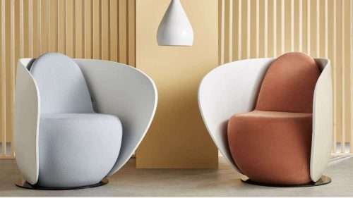 Gresham Relo, Contemporary, Futuristic, Organic Shaped, Swivel Lounge and Reception ArmChair