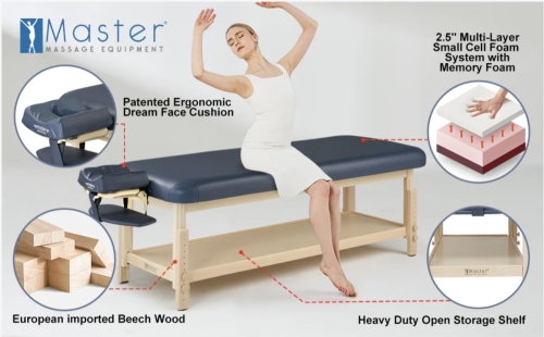 Master, 76cm LAGUNA Heavy Duty, Large Stationary Massage, Physiotherapy & Tattoo Table-Bed