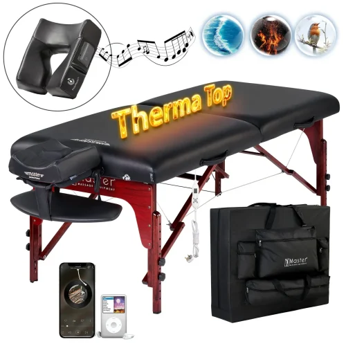 MONTCLAIR H, 71cm Portable Massage Table with Heating, Shiatsu Cables & Reiki Panels