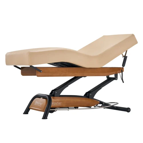 Atlas Deluxe Electric Lift Spa Salon Stationary Bed with Oak Base