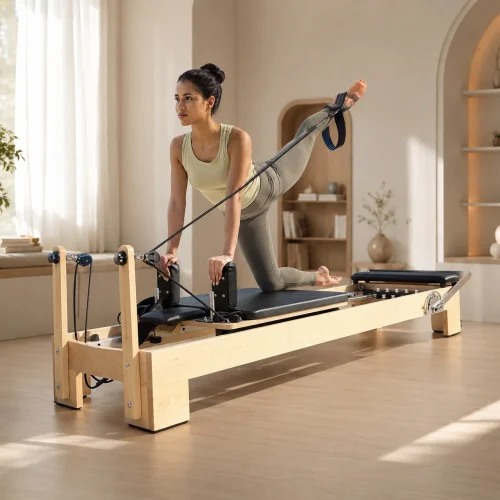 HiSooth, StudioSolid Commercial Grade, Maple Pilates Reformer for Home and Studios